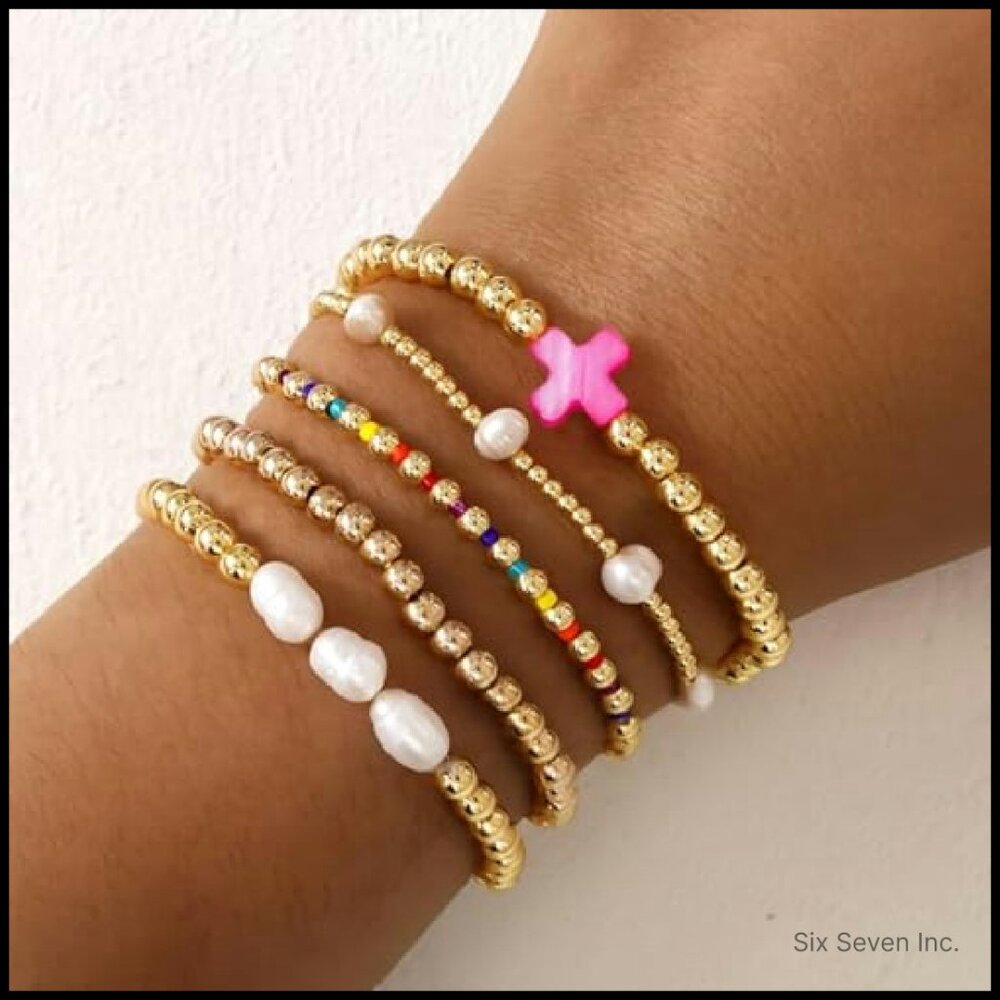 Stretch Beaded Cross Bracelets Stack Set Boho Pre… - image 7